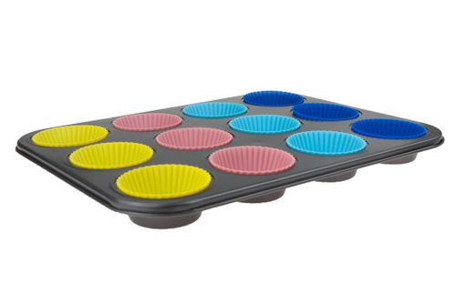 BLACHA MUFFINKI + 12 SILIKONOWYCH FOREMEK BABECZKI na Arena.pl