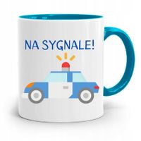 Kubek Błękitny Dla Policjanta Na Sygnale Prezent Z Nadrukiem Ze Zdjęciem