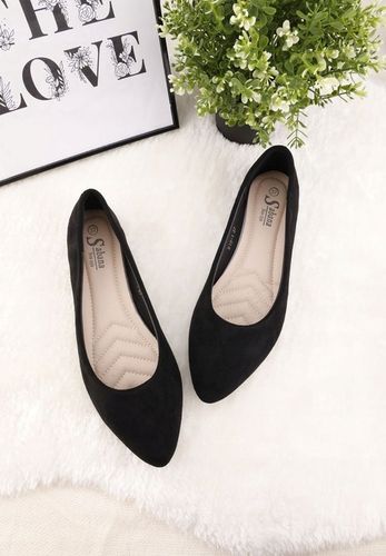 CZARNE BALERINKI DAMSKIE ZAMSZOWE BALERINY WSUWANE WKŁ. EKOSKÓRA na Arena.pl