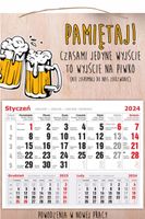 KALENDARZ 2025 jednodzielny DREWNIANY z nadrukiem prezent z twoim tekstem