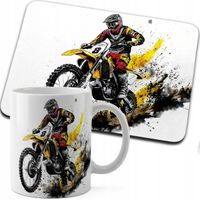 ZESTAW KUBEK + PODKŁADKA DRUK - MOTOR MOTOCYKL MOTOCROSS