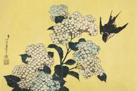 Plakat 91,5x61cm Hydrangea and Swallow, Hokusai Japoński Vintage do Salonu