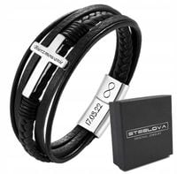 Bransoletka z KRZYŻEM Grawer Bierzmowanie, Skóra