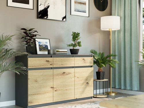 KOMODA 98CM SZAFKA 3 SZUFLADY ANTRACYT MIX ARTISAN na Arena.pl