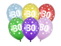 balony 6szt.  urodziny ''30'' 30cm | sb14m-030