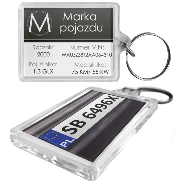 PREZENT DLA KIEROWCY brelok do kluczyków z informacjami o aucie zdjęcie 1