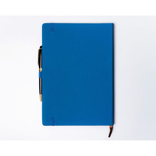 niebieski notes w twardej oprawie formacie b5 zadrukowany na Arena.pl