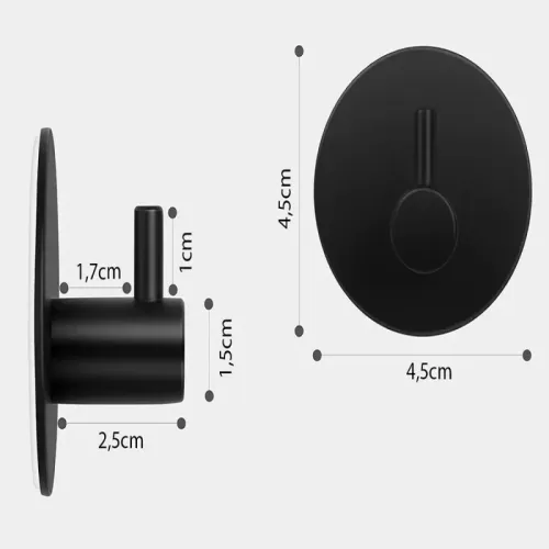 Wieszak haczyk pojedyńczy okrągły na ręcznik samoprzylepny czarny stalowy na Arena.pl