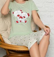 Damska piżama krótka bawełniana z krótkim rękawem na lato M w misie