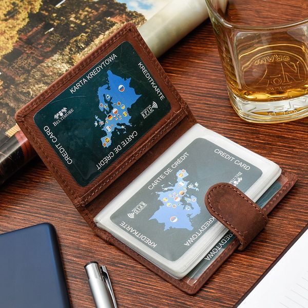 Etui Na Dokumenty Karty Skórzane Slim Beltimore Jasny  Brąz G78 zdjęcie 2
