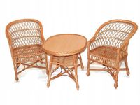 KOMPLET Z WIKLINY - ŁAWA OWALNA + 2x FOTEL 'REGAN'