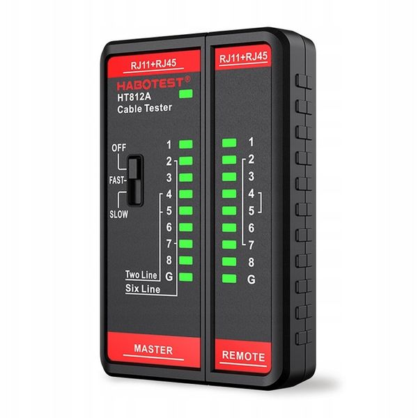 TESTER PRZEWODÓW SIECIOWYCH RJ11 RJ45 LAN SZUKACZ PAR KABLI HABOTEST HT812 zdjęcie 11