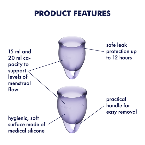 Satisfyer Feel Confident Menstrual Cup Set Lila zdjęcie 5