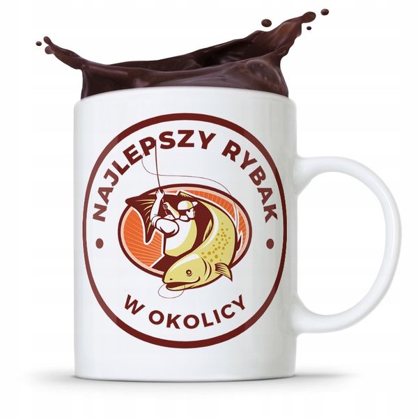 Kubek Prezent Wędkarza Najlepszy Rybak W Okolicy Z Nadrukiem Ze Zdjęciem zdjęcie 1