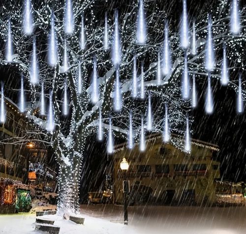 LAMPKI SOPLE ZEWNĘTRZNE CHOINKOWE METEORYT 360 LED ZIMNE 50 CM 10 SZT na Arena.pl
