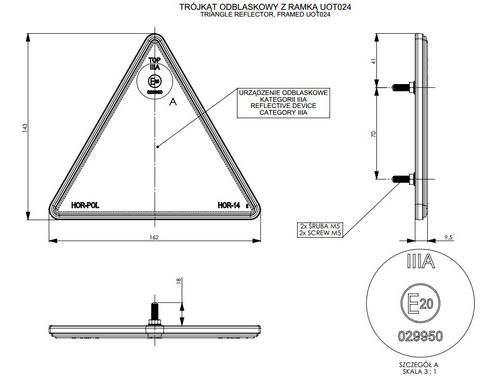 Trójkąt odblask czerwony ramka na 2 śruby (UOT024) na Arena.pl