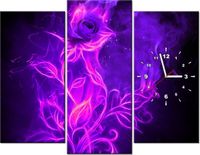 90CM 70 ZEGAR 3 ELEM FIOLETOWA PIĘKNOŚĆ SCIENNY DRUK