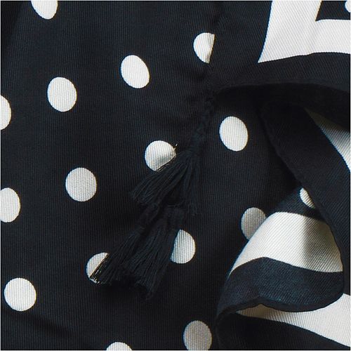 Piękna chustka z frędzlami w groszki czarna 20 na Arena.pl