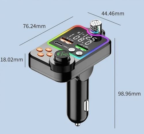 TRANSMITER FM ZESTAW GŁOŚNOMÓWIĄCY BT 5.0 ŁADOWANIE QC 3x USB PD RGB AUDIO na Arena.pl