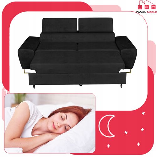 Zestaw mebli wypoczynkowych salon Bosso Sofa 2os fotele czarne na Arena.pl