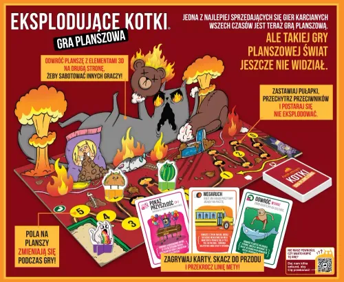 Eksplodujące Kotki w wersji planszowej - zabawna gra imprezowa planszówka na Arena.pl