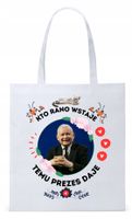Śmieszny Pis Kaczyński Torba Eco Biała Shopper Z Nadrukiem Ze Zdjęciem