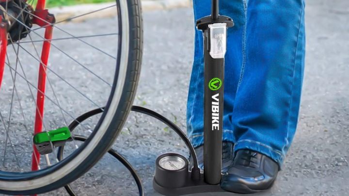 Pompka rowerowa z manometrem do roweru piłki samochodowa podłogowa zdjęcie 3
