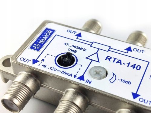 Wzmacniacz z rozdzielaczem Telkom-Telmor RTA-140 + wtyk F na Arena.pl