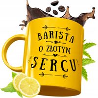 Złoty Kubek Premium Dla Baristy Na Prezent Z Nadrukiem Ze Zdjęciem