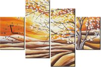 120CM 80CM ZEGAR 4 ELEM KWITNĄCE DRZEWO OBRAZ ŚCIENNY