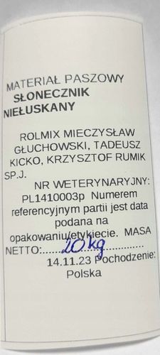Słonecznik czarny 20 kg na Arena.pl