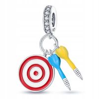 Zawieszka SREBRO 925 Charms Koralik Tarcza i Lotki do gry w Darta