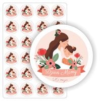 NAKLEJKI etykiety samoprzylepne Matki DZIEŃ MAMY prezent 24 szt. 5 cm