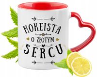 Kubek Czerwony Z Uszkiem W Kształcie Serca Dla Hokeisty Na Prezent