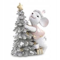 Myszka z choinką biało-różowa 11x6,5x10cm