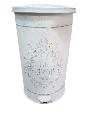 Kosz na śmieci zewnętrzny do ogrodu biały retro pedałowy POWYSTAWOWY na Arena.pl