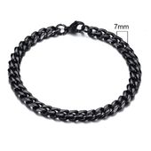 Bransoletka męska ze stali chirurgicznej czarna gruba 7 mm 21 cm