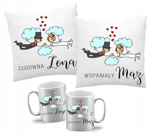 Prezent dla rodziców Mąż i Żona Poduszka kubek na Arena.pl