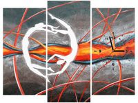 90CM 70 ZEGAR 3 ELEM TANIEC PŁOMIENIACH SCIENNY DRUK