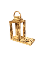 Lampion Drewniany Opalany 30 cm – Dekoracyjna Latarnia z Uchwytem