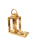 Lampion Drewniany Opalany 30 cm – Dekoracyjna Latarnia z Uchwytem