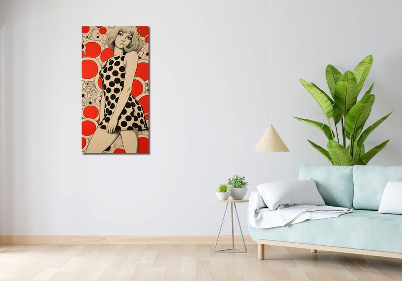 Obraz 50x100cm Czerwone Kropki zdjęcie 2