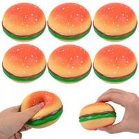 6x GNIOTEK PIANKOWY HAMBURGER ANTYSTRESOWY SENSORYCZNY SQUISHY PRANK KOLOR