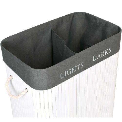 Kosz bambusowy pojemnik na pranie 2 komory biało-szary na Arena.pl