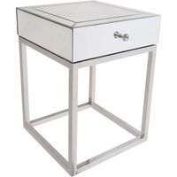 Stolik boczny Madison MD-ST1400S Cosmolight z szufladką glamour biały