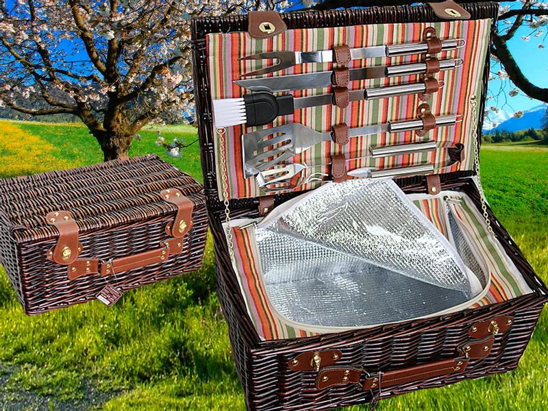 Kosz piknikowy z zastawem do grillowania zdjęcie 2