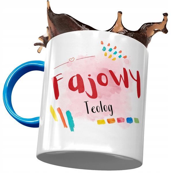 Kubek Błękitny Dla Teologa Fajowy Teolog Z Nadrukiem Ze Zdjęciem zdjęcie 1