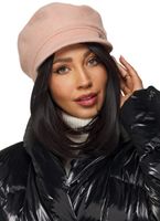 KASZKIET DAMSKI BERET CZAPKA moherowa ciepła miękka zimowa pudorwy róż