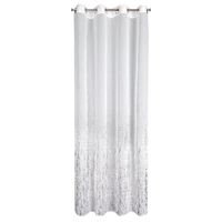 Firana OLIVIA 140x250 cm biała z srebrnym nadrukiem na przelotkach