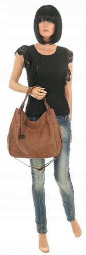 Tommasini Torebka Damska Listonoszka Duża Torba Shopper Worek 2692 Brązowa na Arena.pl